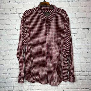 Nautica Button Up Shirt XX-Large Adult Red White Beige Plaid Collared LS Mens